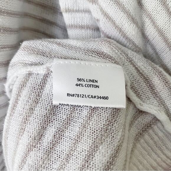 Eileen Fisher | Linen Blend Open Front Waterfall Cardigan Sweater Striped PM - Picture 5 of 5